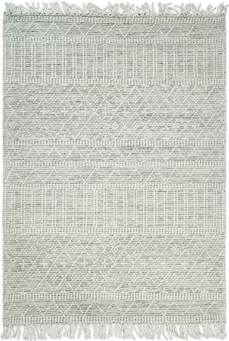Modern Geometrical White Dhurrie Wool Area Rug