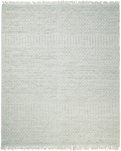 Modern Geometrical White Dhurrie Wool Area Rug