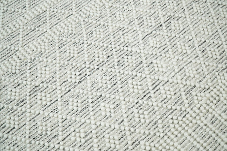 Modern Geometrical White Dhurrie Wool Area Rug