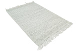Modern Geometrical White Dhurrie Wool Area Rug