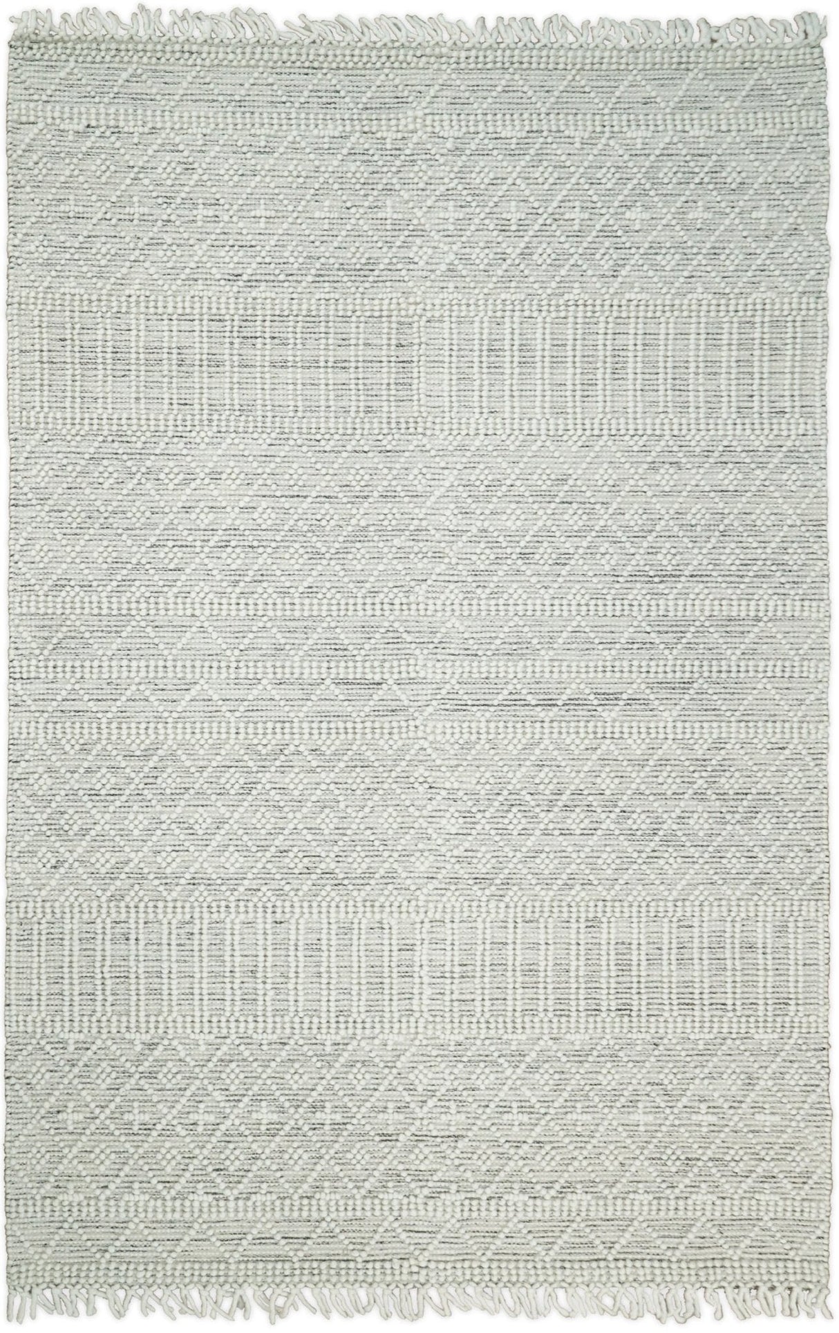 Modern Geometrical White Dhurrie Wool Area Rug