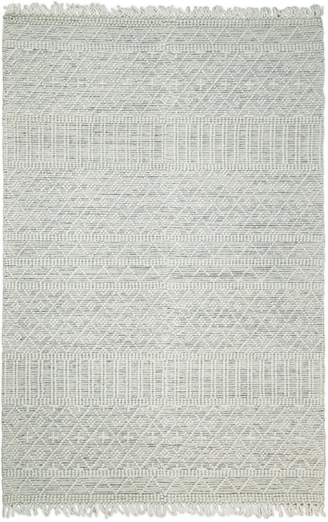 Modern Geometrical White Dhurrie Wool Area Rug