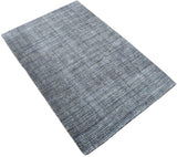 Modern Gray and Black Hand Loom Viscose 5x8 Area Rug