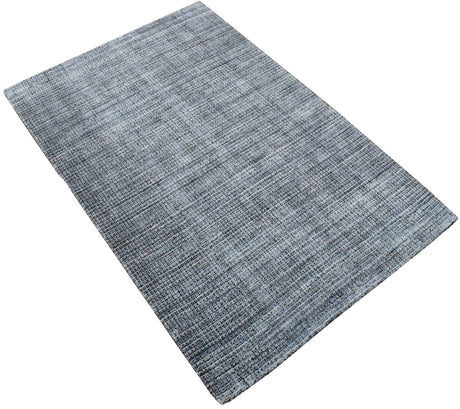 Modern Gray and Black Hand Loom Viscose 5x8 Area Rug