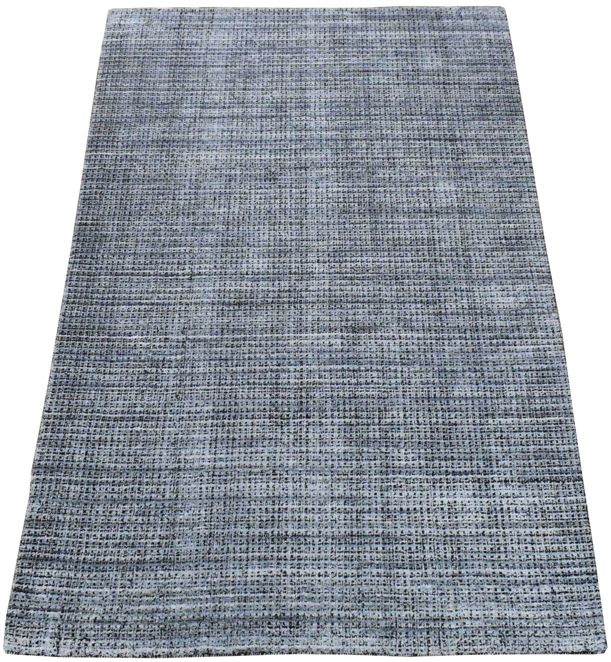 Modern Gray and Black Hand Loom Viscose 5x8 Area Rug