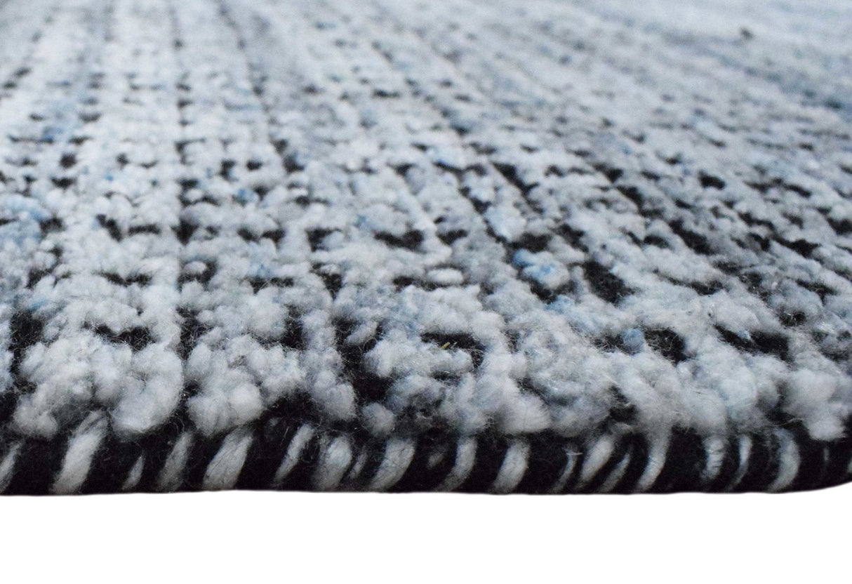 Modern Gray and Black Hand Loom Viscose 5x8 Area Rug
