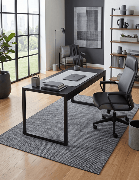 Modern Gray and Black Hand Loom Viscose 5x8 Area Rug