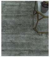 Modern Gray Solid Design 6x8.7 Hand Knotted Wool Area Rug