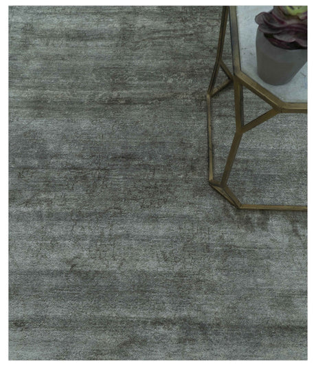 Modern Gray Solid Design 6x8.7 Hand Knotted Wool Area Rug