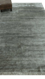 Modern Gray Solid Design 6x8.7 Hand Knotted Wool Area Rug