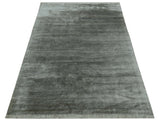 Modern Gray Solid Design 6x8.7 Hand Knotted Wool Area Rug