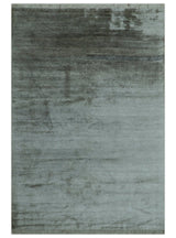 Modern Gray Solid Design 6x8.7 Hand Knotted Wool Area Rug
