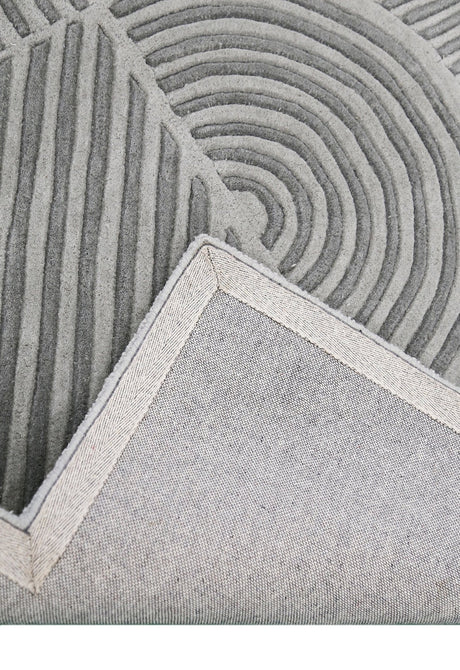 Modern Grey Lines Hand Tufted 5x7 Wool Area Rug