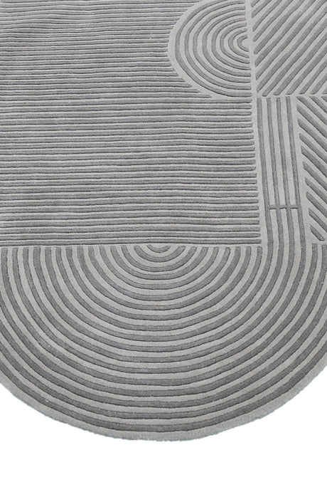 Modern Grey Lines Hand Tufted 5x7 Wool Area Rug
