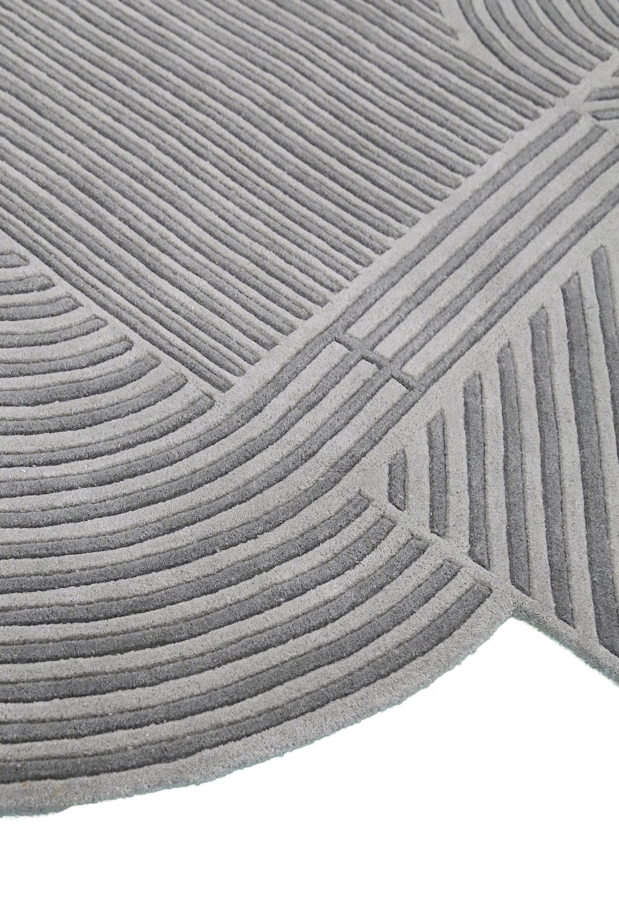 Modern Grey Lines Hand Tufted 5x7 Wool Area Rug