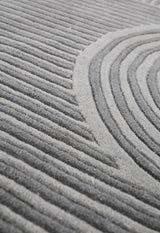 Modern Grey Lines Hand Tufted 5x7 Wool Area Rug