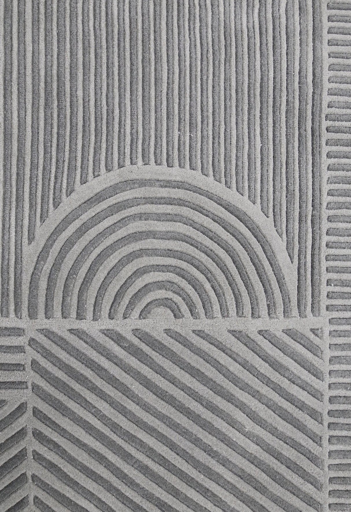 Modern Grey Lines Hand Tufted 5x7 Wool Area Rug