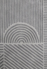 Modern Grey Lines Hand Tufted 5x7 Wool Area Rug