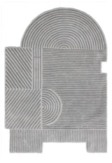 Modern Grey Lines Hand Tufted 5x7 Wool Area Rug