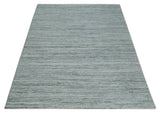 Modern Handloom Ivory, Charcoal, Silver 8x10 Contemporary Wool Area Rug