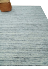 Modern Handloom Ivory, Charcoal, Silver 8x10 Contemporary Wool Area Rug