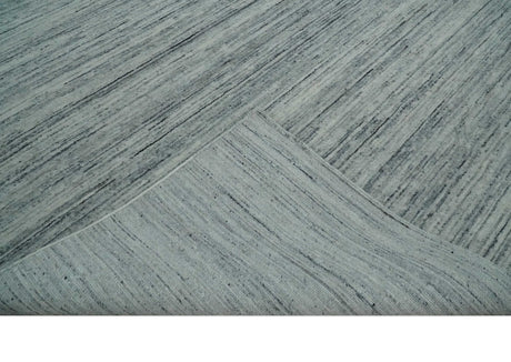 Modern Handloom Ivory, Charcoal, Silver 8x10 Contemporary Wool Area Rug