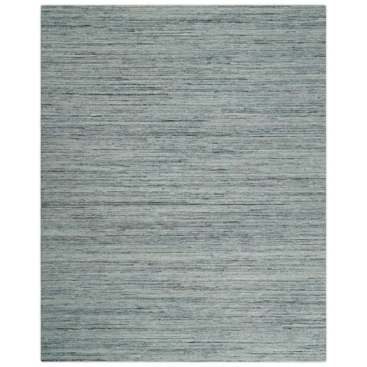 Modern Handloom Ivory, Charcoal, Silver 8x10 Contemporary Wool Area Rug