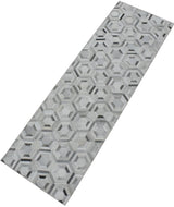 Modern Handmade Ivory and Silver Genuine Leather Area Rug