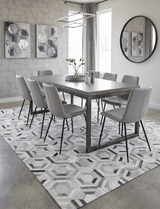 Modern Handmade Ivory and Silver Genuine Leather Area Rug