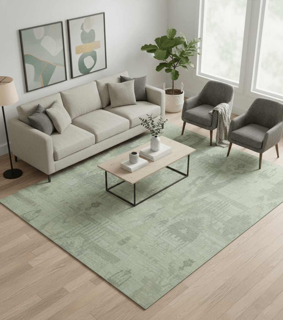Modern Ikat Design distressed Beige And Charcoal Hand Knotted Custom Made wool rug