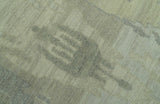 Modern Ikat Design distressed Beige And Charcoal Hand Knotted Custom Made wool rug