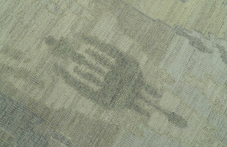 Modern Ikat Design distressed Beige And Charcoal Hand Knotted Custom Made wool rug