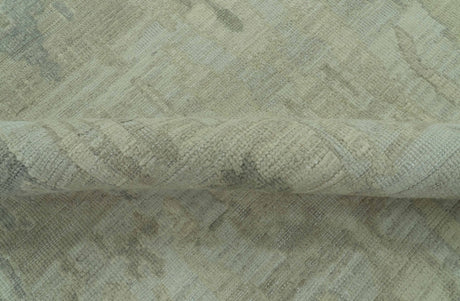 Modern Ikat Design distressed Beige And Charcoal Hand Knotted Custom Made wool rug