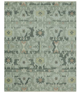 Modern Ikat Design Silver And Blue 8X10 Hand Knotted wool rug