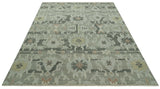 Modern Ikat Design Silver And Blue 8X10 Hand Knotted wool rug