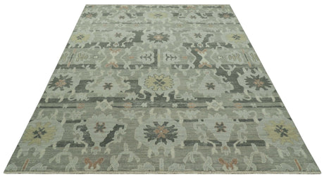 Modern Ikat Design Silver And Blue 8X10 Hand Knotted wool rug