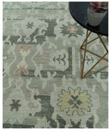Modern Ikat Design Silver And Blue 8X10 Hand Knotted wool rug