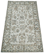 Modern Ivory And Blue Hand Tufted 5x8 Wool Textured Loop Area Rug