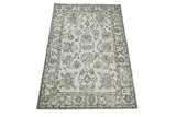 Modern Ivory And Blue Hand Tufted 5x8 Wool Textured Loop Area Rug