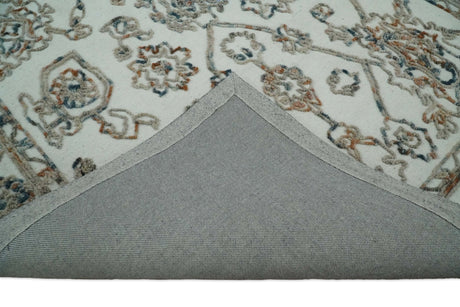Modern Ivory And Blue Hand Tufted 5x8 Wool Textured Loop Area Rug