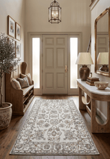 Modern Ivory And Blue Hand Tufted 5x8 Wool Textured Loop Area Rug