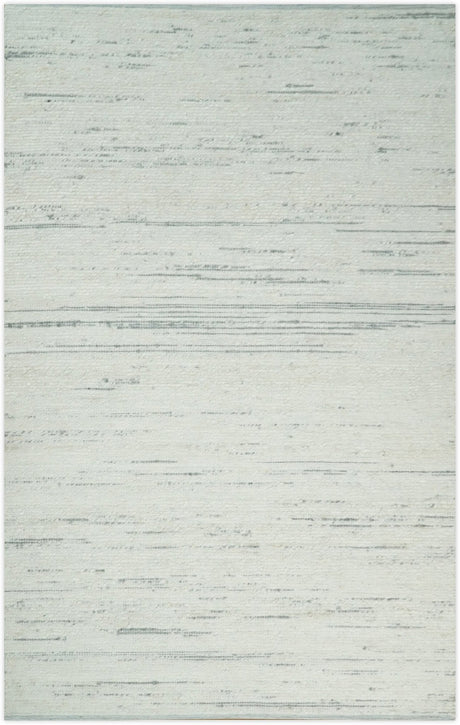 Modern Ivory and Gray Hand Made 5x8 Wool Area Rug