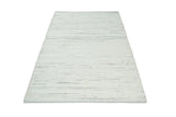 Modern Ivory and Gray Hand Made 5x8 Wool Area Rug
