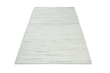 Modern Ivory and Gray Hand Made 5x8 Wool Area Rug