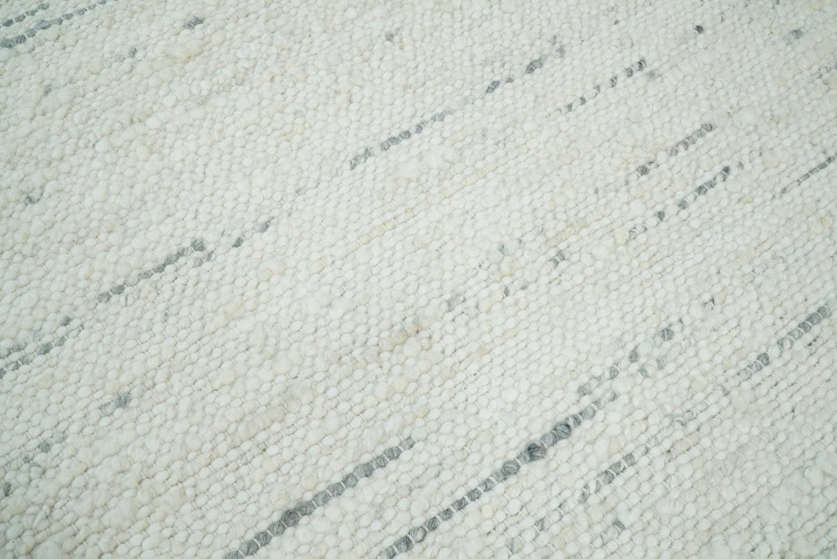Modern Ivory and Gray Hand Made 5x8 Wool Area Rug