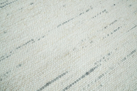 Modern Ivory and Gray Hand Made 5x8 Wool Area Rug