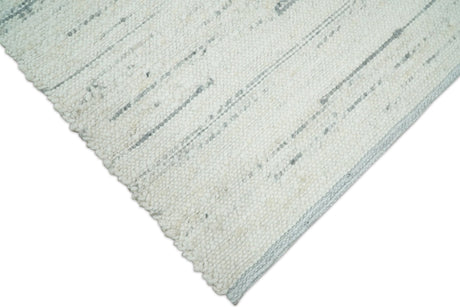Modern Ivory and Gray Hand Made 5x8 Wool Area Rug
