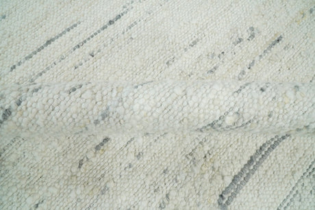Modern Ivory and Gray Hand Made 5x8 Wool Area Rug