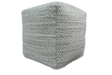 Modern Ivory and Gray Handwoven Viscose Pouf