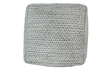Modern Ivory and Gray Handwoven Viscose Pouf